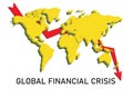 Illustration of chart and world map on background. Coronavirus impact on global financial crisis