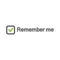 Illustration of check mark icon in square with remember me sign, web authorization vector illustration isolated on white