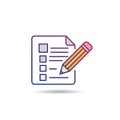 Illustration of a checklist document and pencil. The paper has a simple outline with Royalty Free Stock Photo