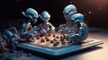 cheerful aliens play table game Royalty Free Stock Photo