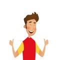 Illustration of cheerful young man showing thumbs up