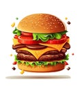 illustration with cheeseburger isolated on white background 1 Royalty Free Stock Photo
