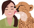 Illustration of a cheetah and a girl Royalty Free Stock Photo