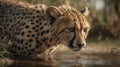 Illustration of a cheetah stalking its prey with its flock