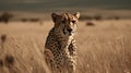 Illustration of a cheetah stalking its prey with its flock Royalty Free Stock Photo