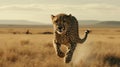 Illustration of a cheetah stalking its prey with its flock Royalty Free Stock Photo