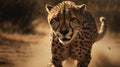 Illustration of a cheetah stalking its prey with its flock Royalty Free Stock Photo