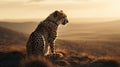 Illustration of a cheetah stalking its prey with its flock Royalty Free Stock Photo