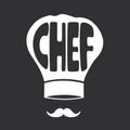 Illustration with chef`s hat, mustache and text