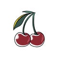 Illustration of cherry fruits with leaf Royalty Free Stock Photo