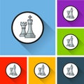 Chess icons with long shadow Royalty Free Stock Photo