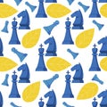 Illustration Chess Strategy Game Pattern Seamless. Royalty Free Stock Photo