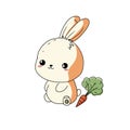 An illustration of chibi bunny an a carrot, good for sticker