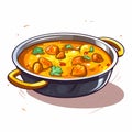 Illustration Of Chicken Curry In A Saucepan Vector Royalty Free Stock Photo