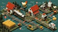 Illustration of a Chicken Farm Process with Infographic Elements Royalty Free Stock Photo