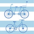 Illustration with child and adult bikes double.