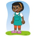 Illustration child girl afro descendant smiling and happy