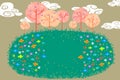 Illustration for Children: The Beautiful Flower Fields in the Small Woods.