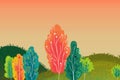 Illustration for Children: Beautiful Little Hills with Colorful Trees.