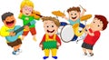 Illustration of children playing music instrument Royalty Free Stock Photo