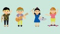 Illustration of children with various hobbies and activities Royalty Free Stock Photo
