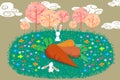 Illustration for Children: What are we going to do with this Huge Carrots? The Rabbits Confused.