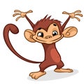 Illustration of a chimp character dancing with hands up Royalty Free Stock Photo