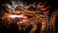 illustration chinese holiday new year symbol of 2024 .golden dragon .Generative AI Royalty Free Stock Photo