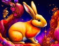 Illustration of Chinese New Year, 2023, year of the rabbit, background, postcard, 2023, AI Generated