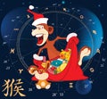 Illustration of a Chinese New Year 2016. Year of the Monkey. Cartoon Character