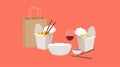 Illustration of Chinese Takeaway Food Royalty Free Stock Photo