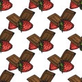 Illustration. Chocolates with strawberries. For you happy holiday. Seamless pattern.