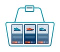 illustration of choosing sneakers in line basket or checkout of sneaker order. Design can be used for landing page, website,