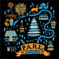 Illustration of a Christmas amusement Park