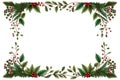 Christmas border frame of tree , digital illustration painting artwork, retro style