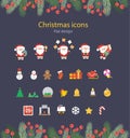 Illustration of Christmas Flat Icons Set.