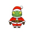 illustration of christmas mascot animal monster, santa costume, cute chibi animal, humanoid frog Royalty Free Stock Photo