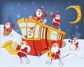 Illustration of Christmas Santa Claus Music Band