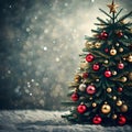 Illustrated Christmas Tree and snow background Royalty Free Stock Photo