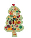 Illustration Christmas tree made with the words and the words