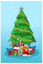 Illustration of Christmas tree with some gifts and candy Royalty Free Stock Photo