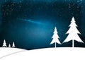 Illustration of Christmas Trees standing in a snowy landscape Royalty Free Stock Photo