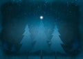 Illustration of Christmas Trees standing in a snowy landscape Royalty Free Stock Photo