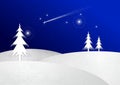 Illustration of Christmas Trees standing a snowy landscape Royalty Free Stock Photo