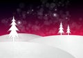 Illustration of Christmas Trees standing a snowy landscape Royalty Free Stock Photo