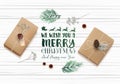 Christmas wooden background with gift boxes and fir tree Royalty Free Stock Photo