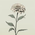Vintage-inspired Chrysanthemum Flower Illustration With Juxtaposed Lines