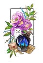 Harry Potter and peony cute t-shirt design