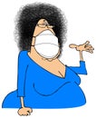 Chubby woman with curly hair wearing a face mask Royalty Free Stock Photo