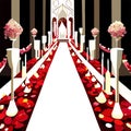 Illustration of a church with red roses and candles on a white background Generative AI Royalty Free Stock Photo
